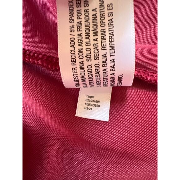Ava & Viv Dress Women 1X Red Velour Cocktail Rosette Pockets Holiday Long Sleeve - Picture 9 of 11